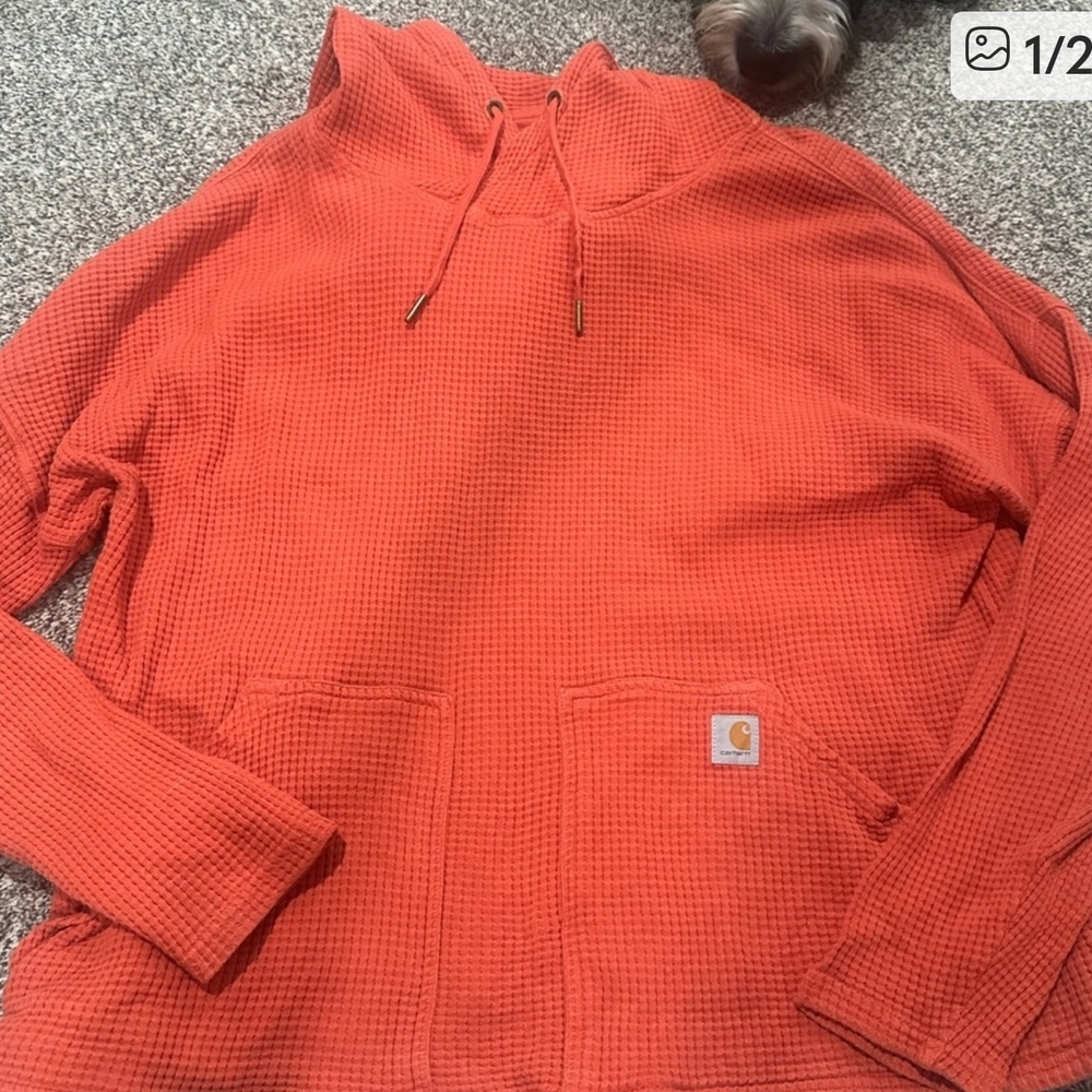 Carhartt Women's Orange Waffle Knit Hoodie XL